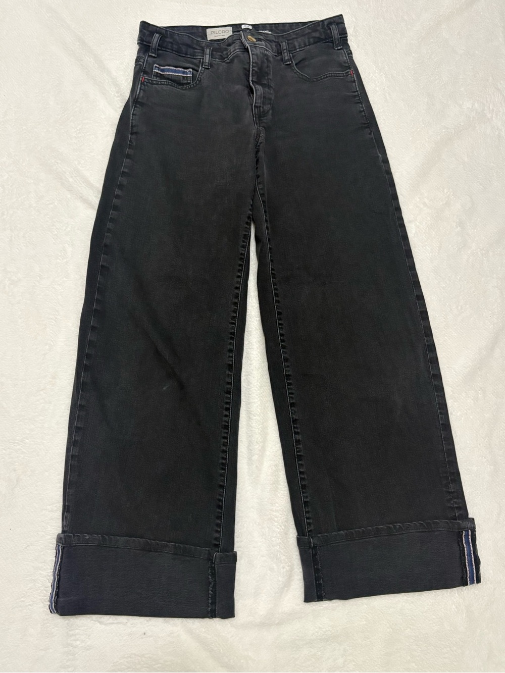 Pilcro Black High-Rise Jeans with Brass Button
